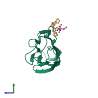 PDB entry 4oum coloured by chain, side view.