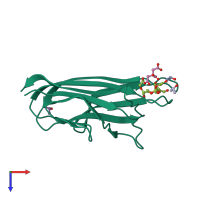 PDB entry 4oum coloured by chain, top view.