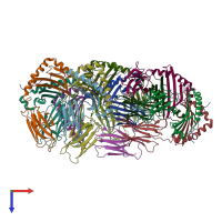 PDB entry 4ov5 coloured by chain, top view.