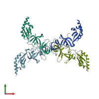 PDB entry 4ova coloured by chain, front view.