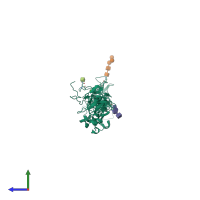 PDB entry 4ove coloured by chain, side view.