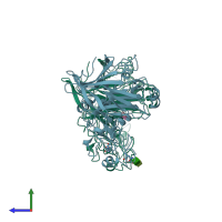 PDB entry 4ovw coloured by chain, side view.