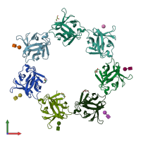 PDB entry 4owl coloured by chain, front view.