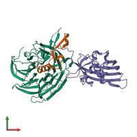 PDB entry 4owr coloured by chain, front view.