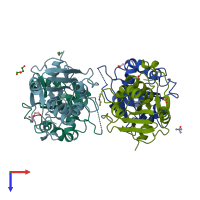 PDB entry 4owy coloured by chain, top view.