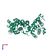 PDB entry 4oxv coloured by chain, top view.