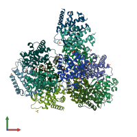 PDB entry 4oyj coloured by chain, front view.