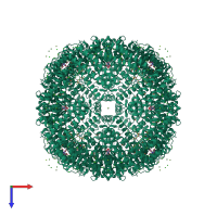 Homo 24-meric assembly 1 of PDB entry 4oyn coloured by chemically distinct molecules, top view.