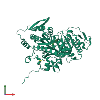 PDB entry 4oyp coloured by chain, front view.