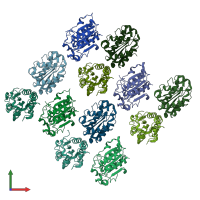 PDB entry 4oyy coloured by chain, front view.