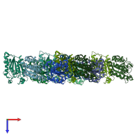 PDB entry 4oyy coloured by chain, top view.