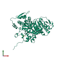 PDB entry 4oyz coloured by chain, front view.
