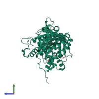 PDB entry 4oz2 coloured by chain, side view.