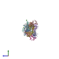 PDB entry 4ozh coloured by chain, side view.