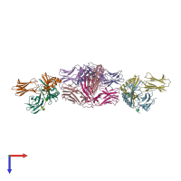 PDB entry 4ozh coloured by chain, top view.