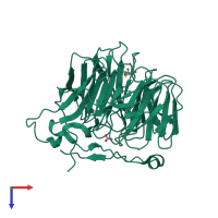PDB entry 4ozu coloured by chain, top view.