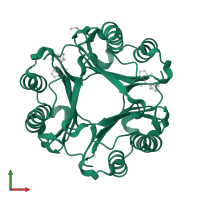 Macrophage migration inhibitory factor in PDB entry 4p01, assembly 1, front view.