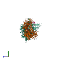 PDB entry 4p02 coloured by chain, side view.