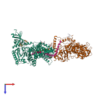 PDB entry 4p02 coloured by chain, top view.