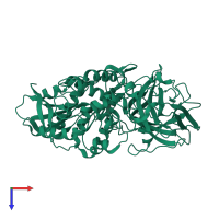 PDB entry 4p08 coloured by chain, top view.