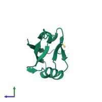 PDB entry 4p0c coloured by chain, side view.