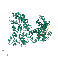 PDB entry 4p0g coloured by chain, front view.