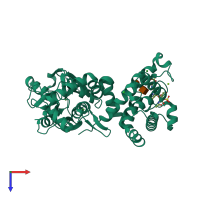PDB entry 4p0g coloured by chain, top view.