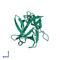 PDB entry 4p0l coloured by chain, side view.