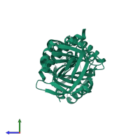 PDB entry 4p0o coloured by chain, side view.