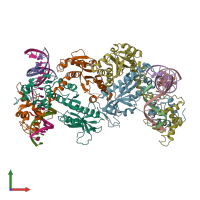 PDB entry 4p0r coloured by chain, front view.