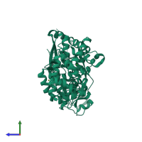 PDB entry 4p11 coloured by chain, side view.