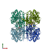 PDB entry 4p13 coloured by chain, front view.