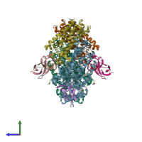 PDB entry 4p1b coloured by chain, side view.