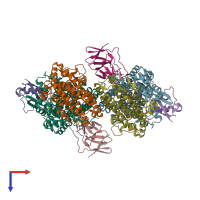 PDB entry 4p1c coloured by chain, top view.