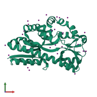 PDB entry 4p1e coloured by chain, front view.