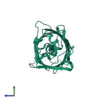 PDB entry 4p1q coloured by chain, side view.