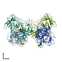 PDB entry 4p1v coloured by chain, front view.
