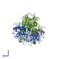 PDB entry 4p1v coloured by chain, side view.