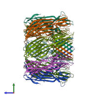 PDB entry 4p1x coloured by chain, side view.