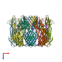 PDB entry 4p1x coloured by chain, top view.