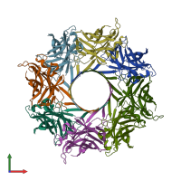 PDB entry 4p1y coloured by chain, front view.