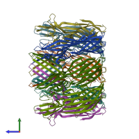 PDB entry 4p1y coloured by chain, side view.