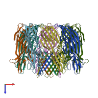 PDB entry 4p1y coloured by chain, top view.