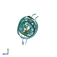 PDB entry 4p20 coloured by chain, side view.