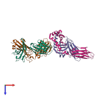 PDB entry 4p23 coloured by chain, top view.