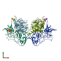 PDB entry 4p25 coloured by chain, front view.