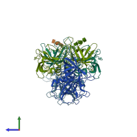 PDB entry 4p26 coloured by chain, side view.