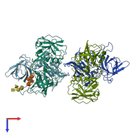 PDB entry 4p26 coloured by chain, top view.