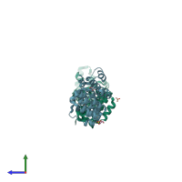 PDB entry 4p29 coloured by chain, side view.