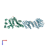 PDB entry 4p29 coloured by chain, top view.